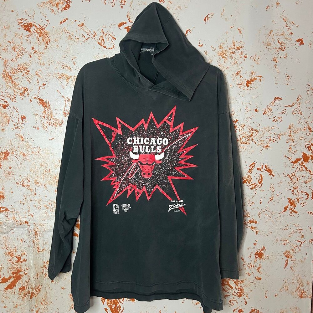 Vintage Chicago Bulls Hoodie Shirt XL Bob Lanier Tultex NBA Made USA 90s